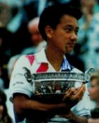 Tennis Michael Chang Signed 10x8 inch Colour Photo. Signed in blue ink. Good condition. All