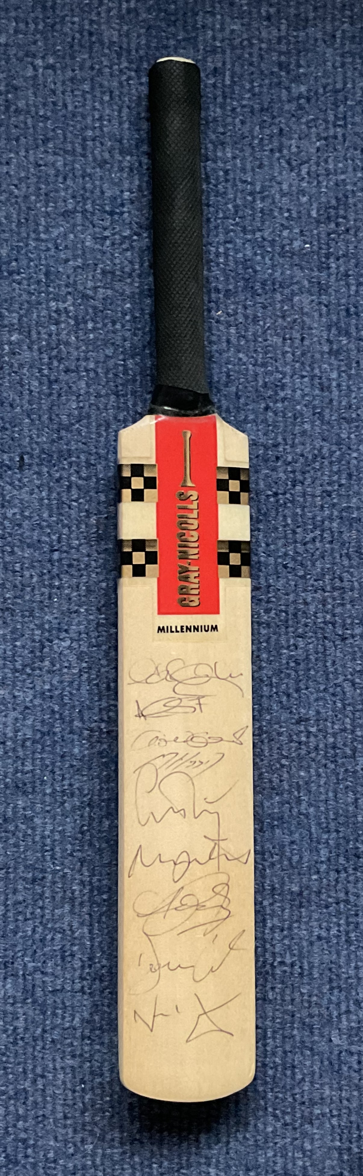 Multi Signed Gray Nicolls Miniature Cricket Bat. Signed by Mark Butcher, Alec Stewart, Freddie
