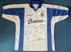 Football Bury FC 12 Signed 1999-2000 Replica Home Jersey. Good condition. All autographs come with a