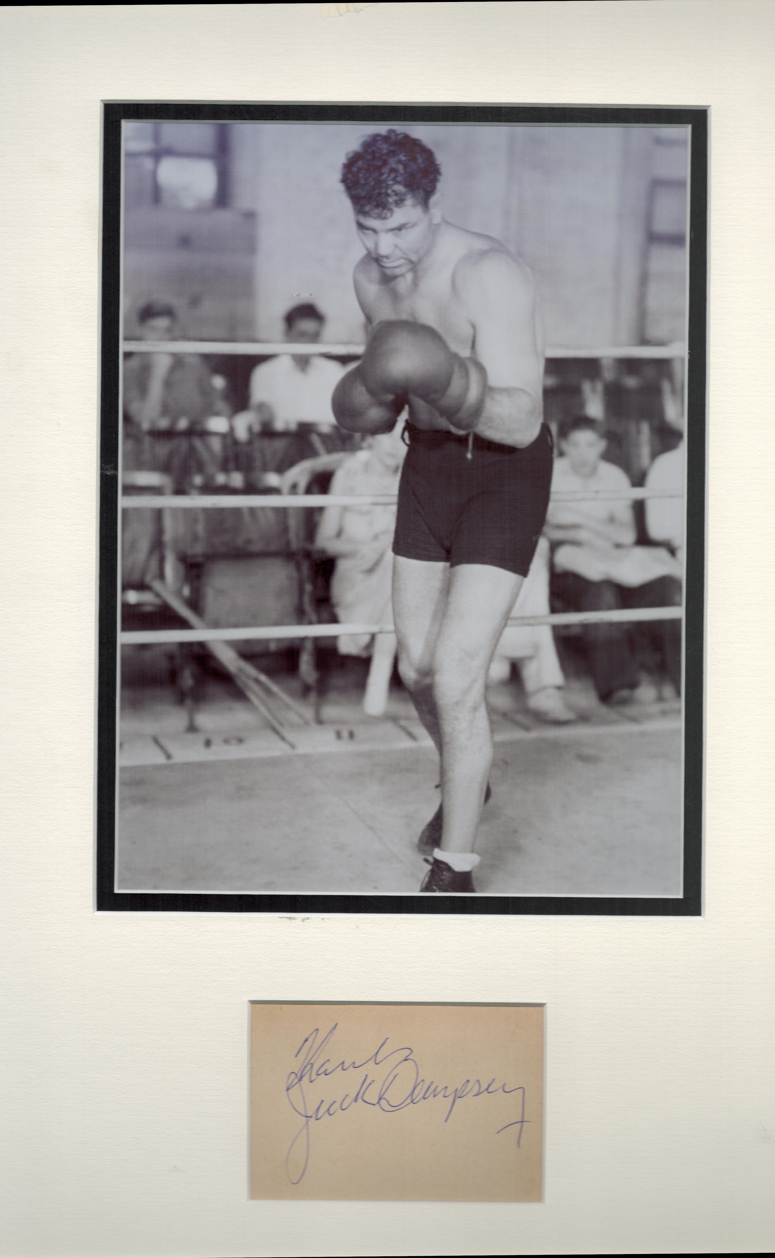 JACK DEMPSEY (1895-1983) signed page with 12x18 double mounted Boxing Photo . Good condition. All