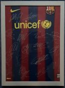 Barcelona FC Multi Signed 2010 Season Home Shirt. Signatures include Lionel Messi, Thierry Henry,