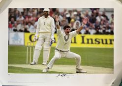 Cricket Sir Richard Hadlee Signed Big Blue Tube Editions Colour Print. Limited Edition 339/500.