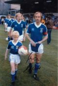 Autographed Mick Mills 12 X 8 Photo - Col, Depicting Ipswich Town Captain Mick Mills Leading His