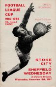 Football Stoke V Sheff Weds 15/11/1967 Programme Signed by Peter Dobing, Alex Elder and George