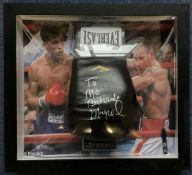 Boxer Micky Ward Signed 14oz Black Everlast Boxing Glove in Silver ink. Dedicated. Housed in a