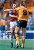 Autographed Steve Bull 12 X 8 Photo - Col, Depicting Burnley Midfielder Peter Daniel Embracing Steve