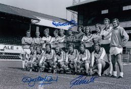 Autographed Derby County 12 X 8 Photo - B/W, Depicting Derby County Players Posing For A Squad Photo