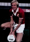 Jimmy Greenhoff signed Manchester United 12x8 colour photo. James Greenhoff (born 19 June 1946) is