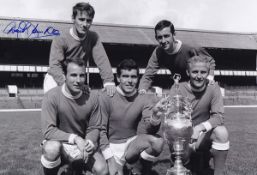 Autographed Derek Temple 12 X 8 Photo - B/W, Depicting Everton's Derek Temple, Roy Vernon, Dennis