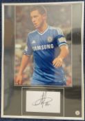 Football Former Chelsea Star Eden Hazard Signed White Signature Card with 12x8 inch Colour Photo
