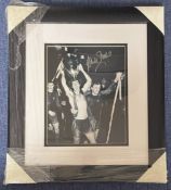 Football Man Utd's David Sadler Signed Black and White Photo, Framed to an overall size of 17 x 15