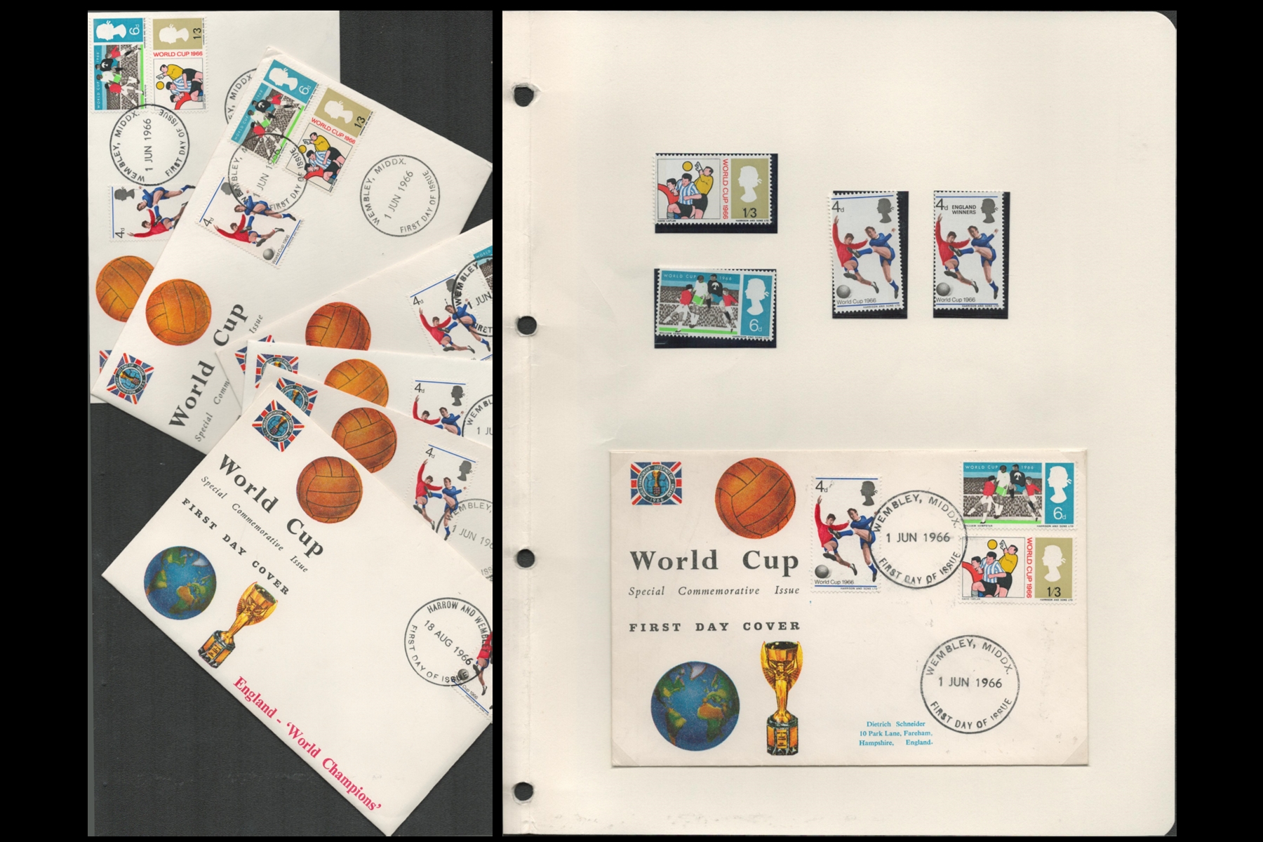 World Cup Collection of 7 Commemorative Unsigned First Day Covers. All Contain British stamps and