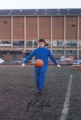 Autographed John Giles 12 X 8 Photo - Col, Depicting Leeds United Midfielder John Giles Striking A