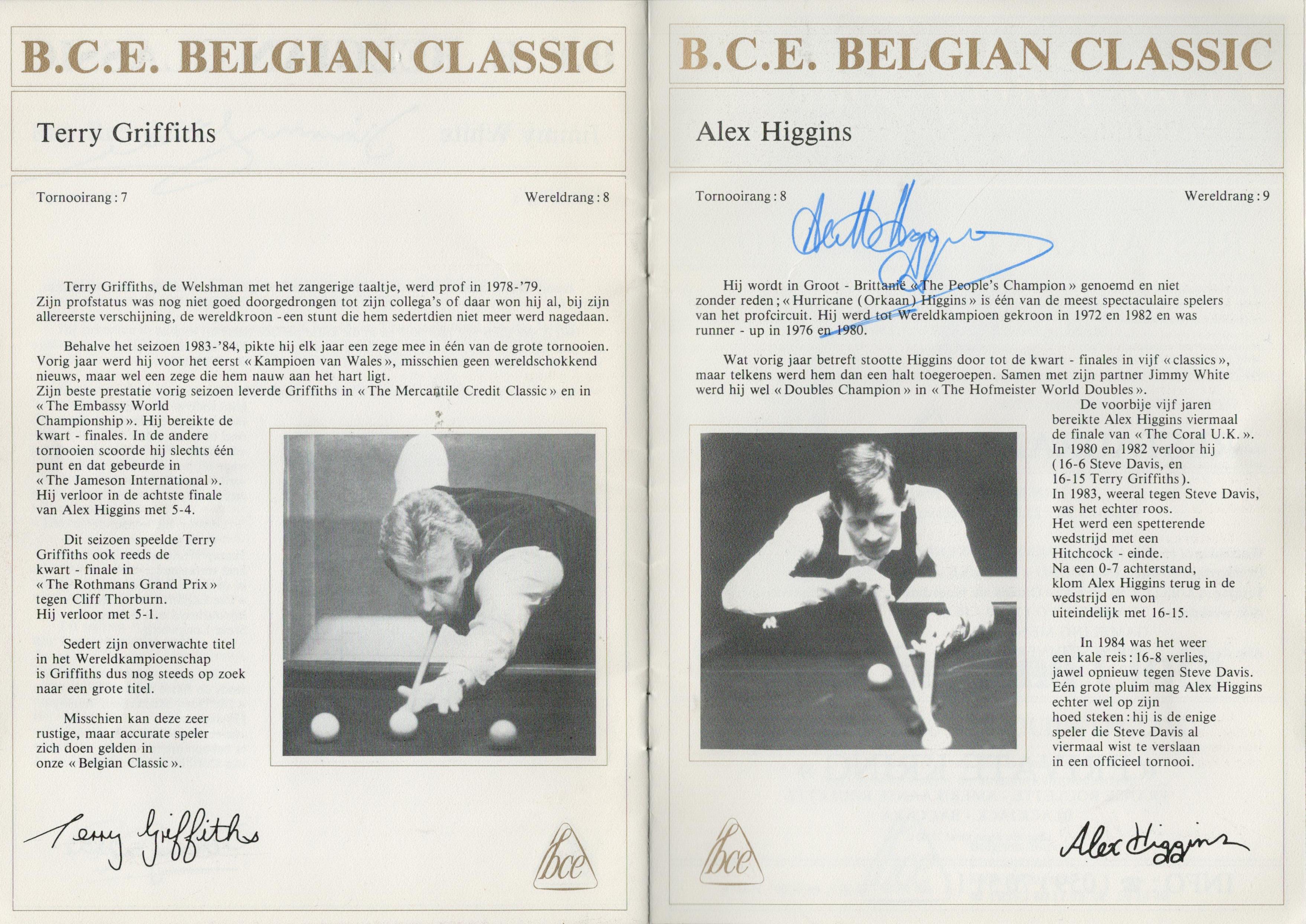 Snooker multi signed Belgian Classic 1986 vintage programme fantastic item includes legends such