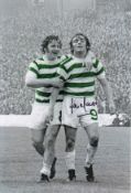 Autographed Lou Macari 12 X 8 Photo - Colorized, Depicting Lou Macari Celebrating With Team Mate