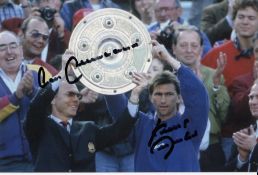 Autographed Bayern Munich 6 X 4 Photo - Col, Depicting Bayern Munich Manager Franz Beckenbauer And