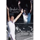 Football Autographed Trevor Brooking 12 X 8 Photo - Colorized, Depicting A Montage Of Images