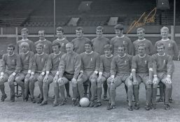 Autographed Ian Ross 12 X 8 Photo : Col, Depicting Liverpool Players Including Ian Ross Posing For A