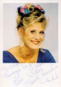 British Actress Sarah Lancashire Signed 6x4 inch Colour Photo. Signed in Blue ink, Dedicated. .