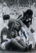 Football Autographed Sheff United V Leicester 12 X 8 Photo - B/W, Depicting The Moment When