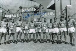 Autographed Graham Roberts 12 X 8 Photo : B/W, Depicting A Superb Image Showing Rangers Players