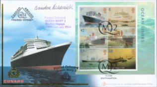 Commodore Warwick signed Cunard FDC. Posted onboard Queen Mary 2. #C. All autographs come with a