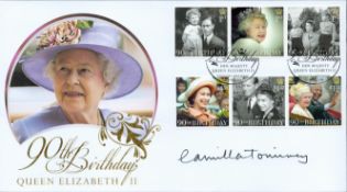 Camilla Tominey signed 90th birthday Queen Elizabeth II FDC. 21/4/16 Windsor postmark. All