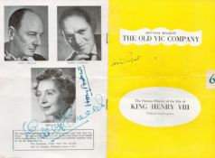 John Gielgud, Harry Andrews and Edith Evans Signed Shakespeare Theatre Production Programme Cover