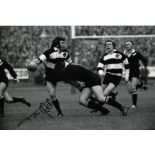 Football Autographed Tom David 12 X 8 Photo - B/W, Depicting Tom David Passing The Ball Back To