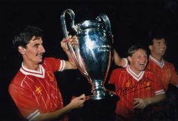 Autographed Sammy Lee 12 X 8 Photo : Col, Depicting Liverpools Ian Rush And Sammy Lee Holding