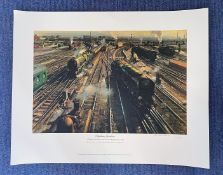 Terence Cuneo 16 x 20 Coloured Print Titled Clapham Junction. All autographs come with a Certificate