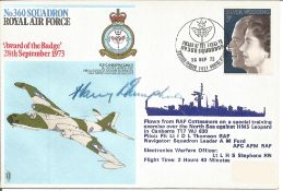 Harry Humphreys Signed No360 Squadron RAF Award of the Badge 28th September 1973 FDC. Flown from RAF