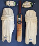 Michael Vaughan owned Gunn and Moore signed Bat, Gloves and match used pads taken from the Ashes