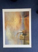 Joseph Mallord William Turner coloured print titled The Fighting Temeraire. All autographs come with