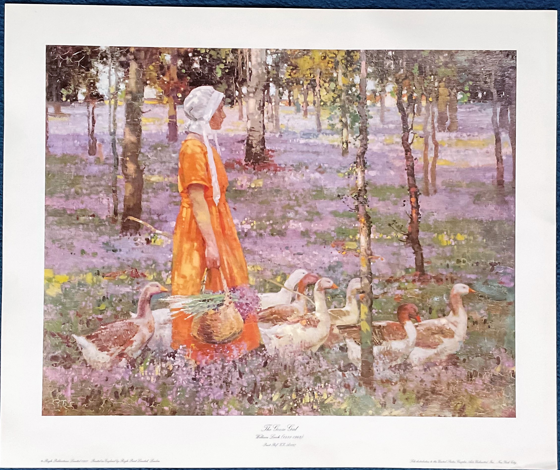 William Leech coloured print titled The Goose Girl Approx 23 x 27. All autographs come with a