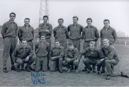 Autographed Willie Henderson 12 X 8 Photo : B/W, Depicting Scotland Players Including Willie