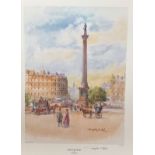 Douglas West Handsigned 19 x 14. 5 colour print Titled Trafalgar Square Limited Edition. All