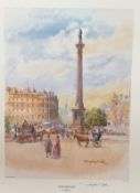 Douglas West Handsigned 19 x 14. 5 colour print Titled Trafalgar Square Limited Edition. All