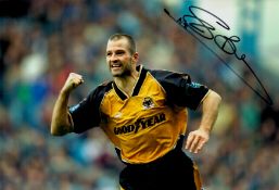 Football. Wolves Legend Steve Bull Signed 12x8 inch Colour Wolves FC Photo. Signed in black ink.