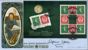 Robert Lacey signed HM Queen Elizabeth II golden jubilee FDC. 6/2/02 London postmark. All autographs