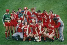 Autographed Mark Lawrenson 12 X 8 Photo : Col, Depicting Liverpool Players Including Mark