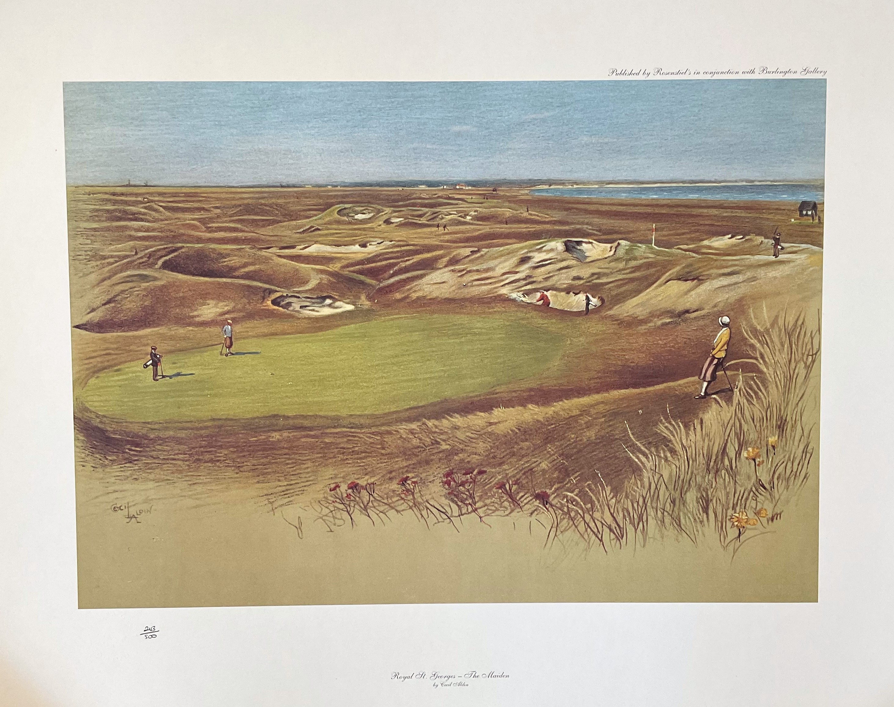 Cecil Aldin 25 x 20 Colour Print Titled Royal St Georges- The Maiden Limited Edition. All autographs
