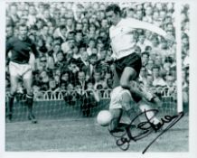 Martin Chivers signed 10x8 black and white photo pictured in action for Tottenham Hotspur. All