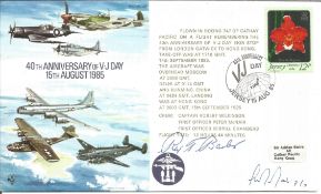 WW2 US fighter ace Rex Barber signed 40th Anniversary of V. J. Day 15th August 1985 FDC. Flown in