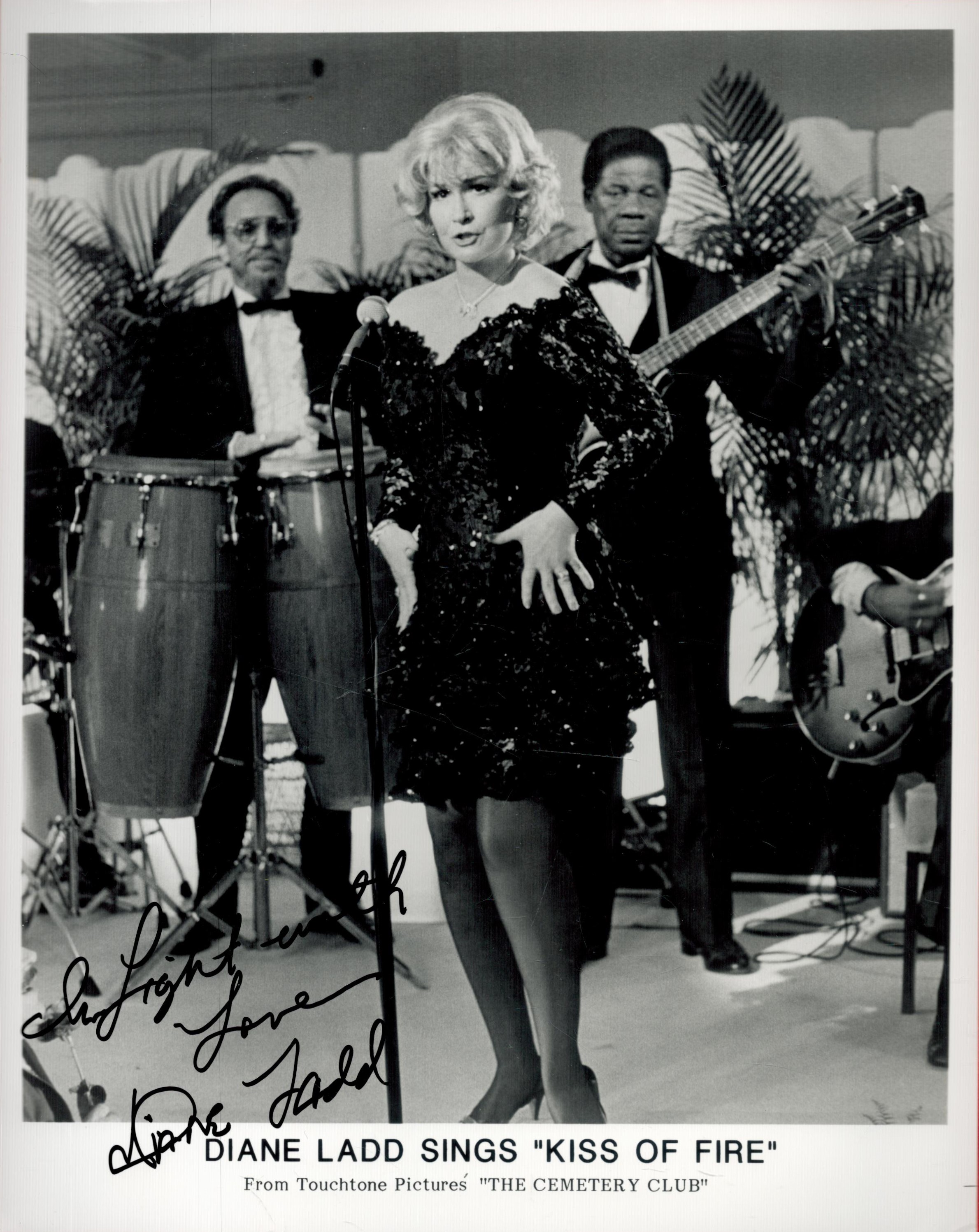 Diane Ladd signed Kiss of Fire 10x8 black and white promo photo. All autographs come with a