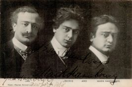 Jan, Boris and Mark Hambourg Signed 5x3 inch Vintage Black and White Image of the Trio. Showing