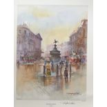 Douglas West Handsigned 19 x 14. 5 colour print Titled Piccadilly Circus Limited Edition. All