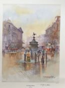 Douglas West Handsigned 19 x 14. 5 colour print Titled Piccadilly Circus Limited Edition. All