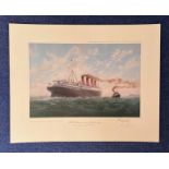 E. D Walker signed print titled R. M. J Mauretania (1907) Off Point Lynas. All autographs come