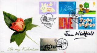 June Whitfield Signed Be My Valentine InternetStamps FDC With 5 British Stamps and Three